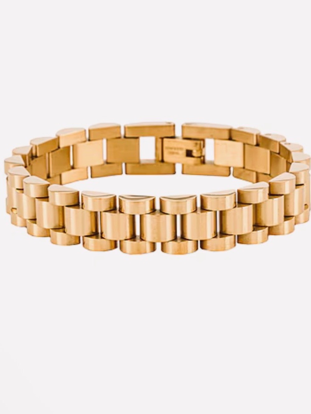 Watch Link Style Gold Bracelet, 7”L, Velvet Pouch, NIP No Callouts, Retail $60